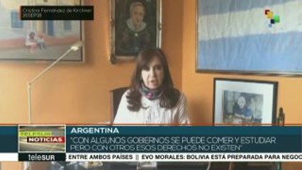 Critica expdta. argentina CFK a gobiernos en los que no se puede vivir