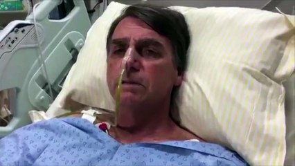 Candidato brasileño Bolsonaro discursa desde su cama de hospital