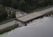 Drone Footage Shows South Carolina Highway Damaged by Hurricane Florence Flooding