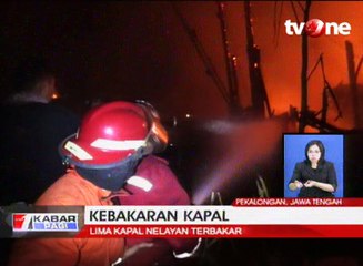 Lima Kapal Nelayan Terbakar di Pekalongan