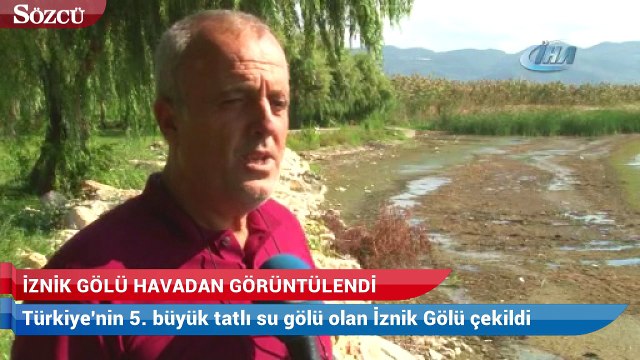 Hızla çekilen İznik Gölü havadan görüntülendi