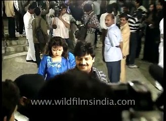 Javed Akhtar Shabana Azmi Alka Yagnik and Sunil Dutt at premier of Hindi film Himalay Putra