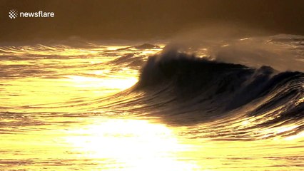 Storm Helene bears down on Cornish beach