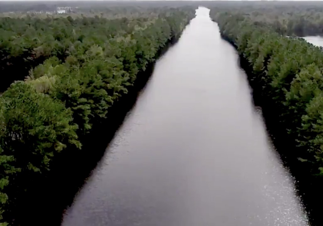 Drone Footage Shows Submerged Interstate in Flood-Hit Pender County