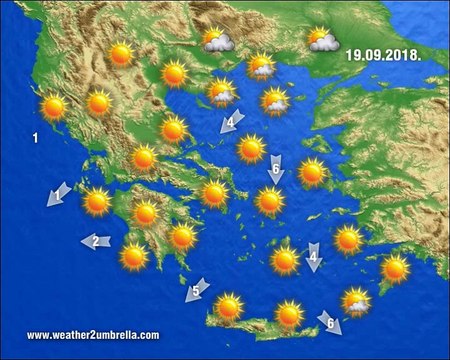 Η πρόγνωση του καιρού για την Τετάρτη 19-9-2018