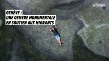 Genève : Saype peint une oeuvre monumentale en soutien aux migrants