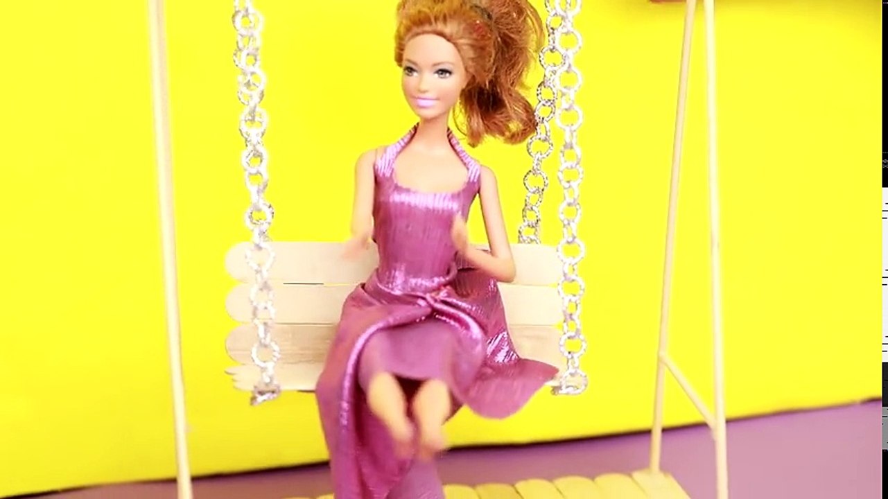 AWESOME DIY HACKS  For Barbie ,Diy Popsicle Stick Swing, diy clothes  for doll