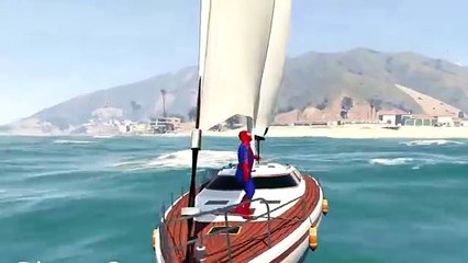 Spiderman vuelo en un helicóptero y vuela en un barco + Finger canciones familiares Nursery Rhymes