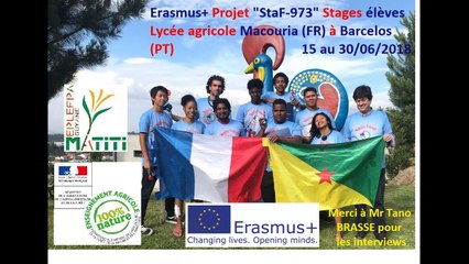 Erasmus+ Lycée agricole Macouria Guyane au Portugal témoignages en entreprise