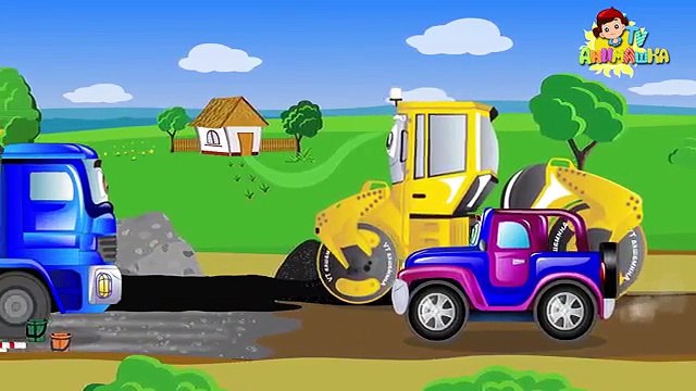 Машинки. Джипик и Асфальтовый каток.4 серия. Машины для детей. Мультики про машинки.