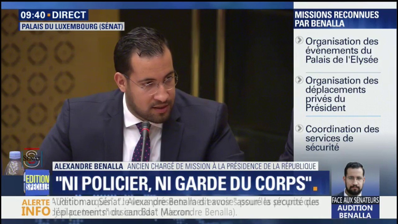 "Ma mission était permanente, quand je rentrais chez moi, je rentrais avec mon arme", dit Alexandre Benalla