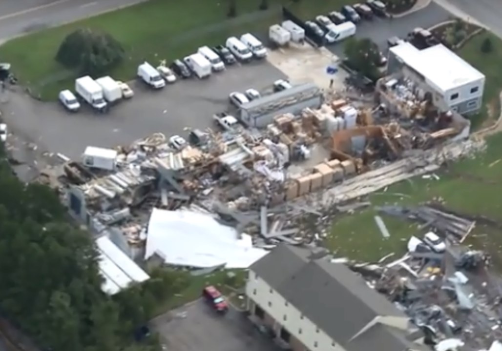 Aerial Video Shows Tornado Damage in Chesterfield, Virginia