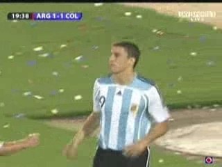 Crespo Penalty Goal Argentina 1 - 1 Colombia