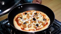 Naan Pizza (Without Oven) - Chicken Tikka Naan Pizza Recipe - Kitchen With Amna