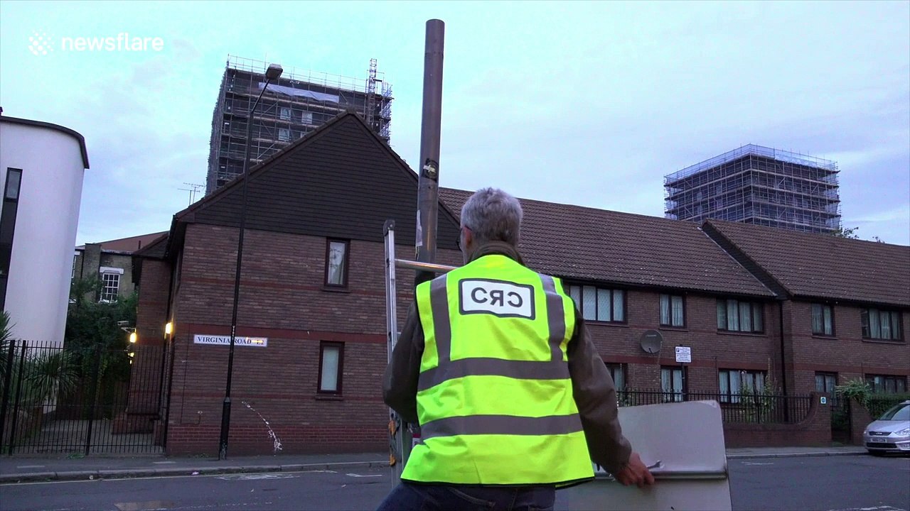 UK Street artists spray paint "Drug Dealers Only" on road to highlight drug problems