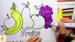 Coloring pages fruits and how to draw for kids fun clip for children