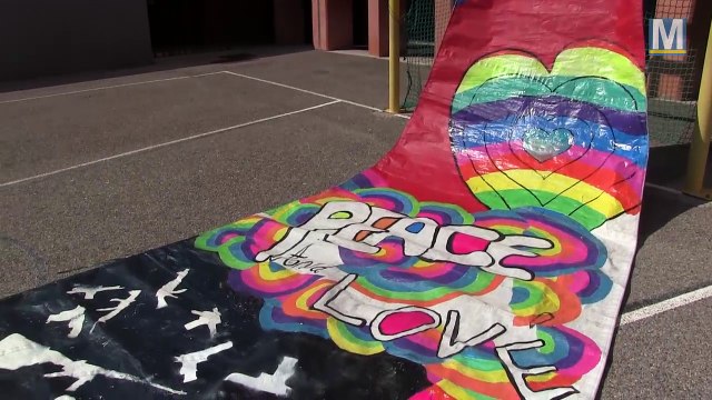 Présentation des voiles de la Paix au collège Vieux-Port