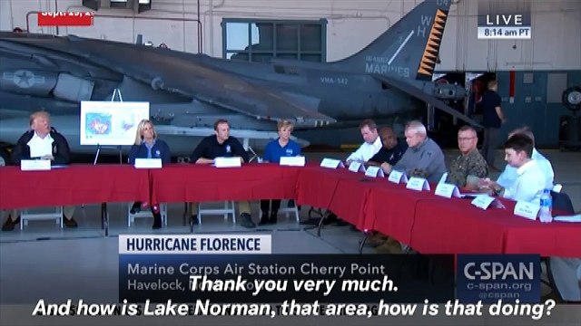 Trump Asks About A Lake Where One Of His Golf Courses Is While Visiting Hurricane Florence Victims