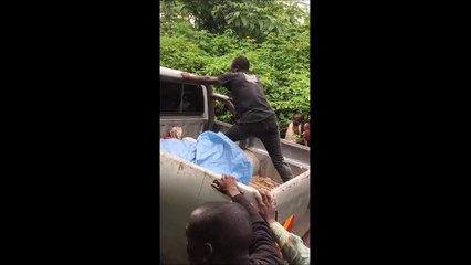 Il pense aider à pousser à l'arrière d'un pickup... Idiot de l'année