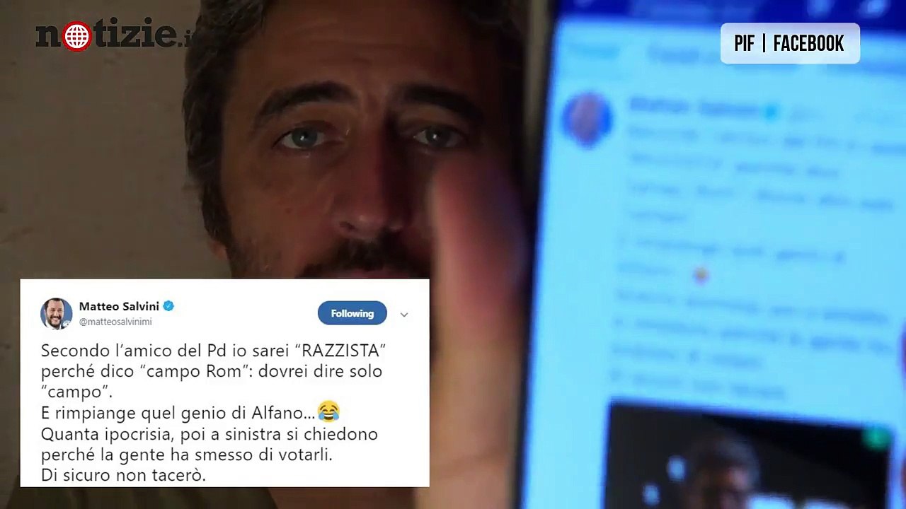 Pif risponde a Salvini  sulla questione campo rom e abusivismo "Se fai differenza di etnie sei razzista." | Notizie.it