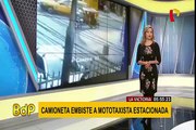 Camioneta embiste a mototaxi que estaba estacionada en La Victoria