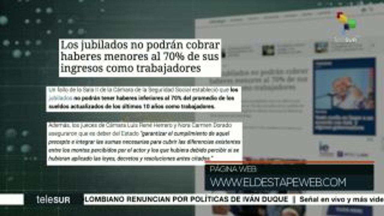 Jubilados argentinos no podrán cobrar menos del 70% de lo que ganaba