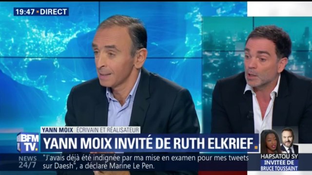 Il faut dire à Éric Zemmour qu'il n'y a aucun rapport entre la France et le prénom Éric estime Yann Moix