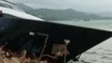 Luxury Yachts and Other Boats Washed Ashore by Powerful Typhoon Mangkhut