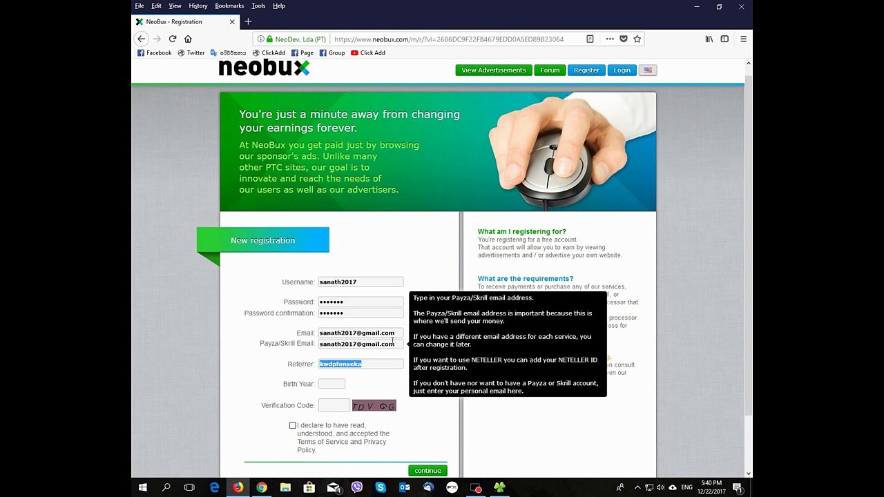 NEOBUX King Of PTC - How To Open Account