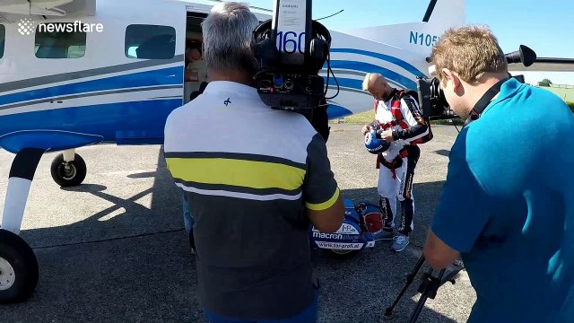 Austrian stunt rider jumps over the clouds on his Vespa!