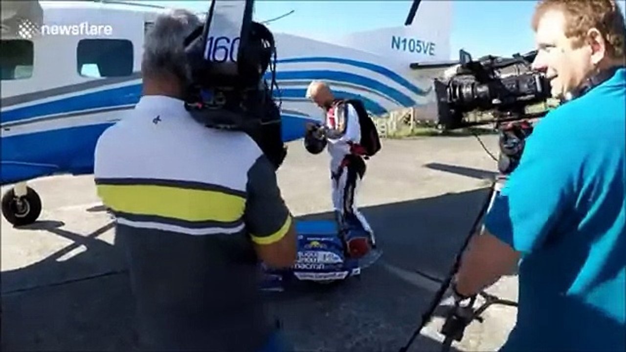 Austrian Guy Doing Sky Diving Stunt With His Vespa Bike