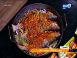 لقمة هنية - صينية بورى بالخلطة  -  سمك قاروص بالبطاطس و الكريمة   - ارز بالكاليمارى - شوربة بسك