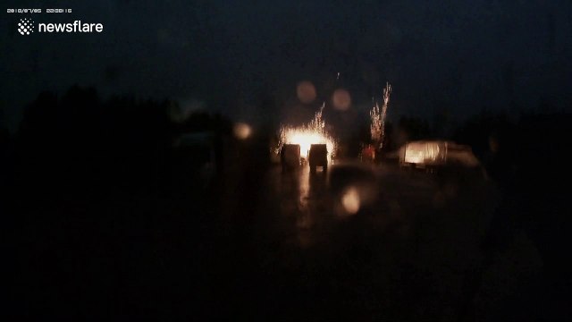 Bolt of lightning strikes lorries parked in lay by