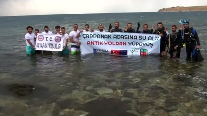 Çarpanak Adası’na antik yoldan su altı yürüyüşü