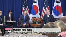 President Moon arrives in New York for talks with Trump, UN General Assembly