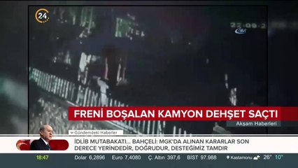 Freni boşalan kamyon dehşet saçtı
