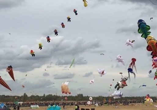 Dozens of Whimsical Kites Drift in the Skies Above Berlin During Drachenfest