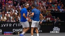 Novak Djokovic Hits Roger Federer FUNNY MOMENT - Laver Cup 2018 (HD)