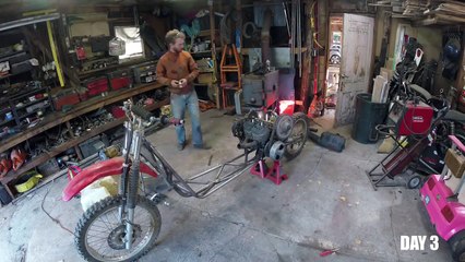 The Snowmobile Powered Scooter Runs + Custom Drive Train 4k