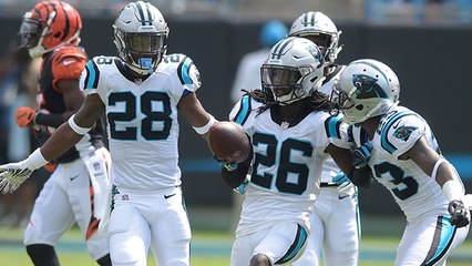 Donte Jackson leaps over John Ross for INT