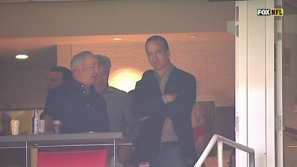 Peyton Manning watches his brother Eli from the box