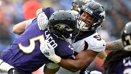 Chubb takes Flacco down for rookie's first solo sack