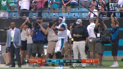 Cam Newton sings along to 'Sweet Caroline' on the sidelines