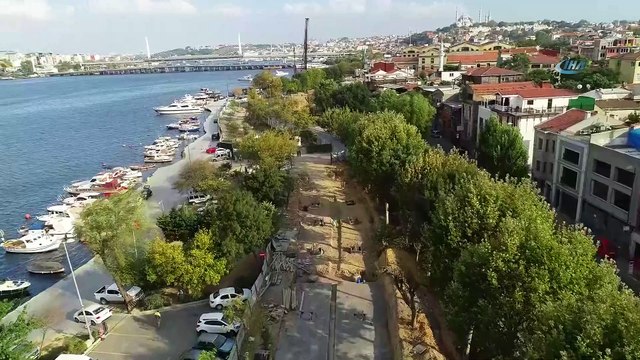 Eminönü-Alibeyköy tramvay hattı inşaatında son durum havadan görüntülendi