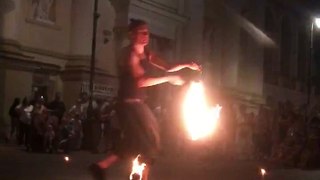 Street performance with flames -amazing
