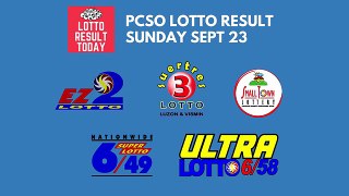 Lotto Result September 23 2018 (Sunday) PCSO