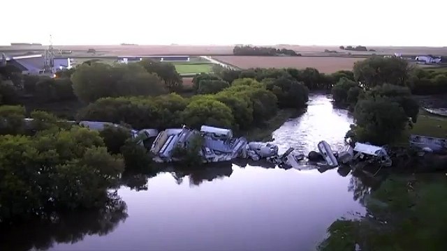 Cargo Train Derails In Iowa As Bridge Collapses