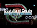 Destella el Zócalo con Escudo Nacional de 22 metros, con luz led