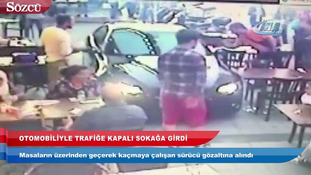 Otomobiliyle trafiğe kapalı sokağa giren sürücü dehşet saçtı