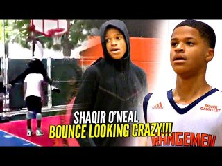 Shaqir O'Neal CRAZY Windmill OVER 6'6" Person w/ Bronny Watching!! BOUNCE looking CRAZY!!